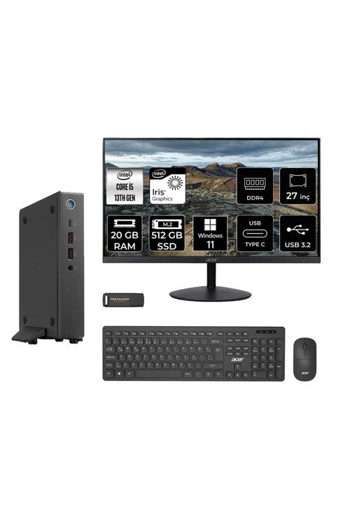 Veriton 2000 i5 1334U 20GB 512GB SSD 27" FHD W11P Mini Masaüstü & PER4 USB Bellek