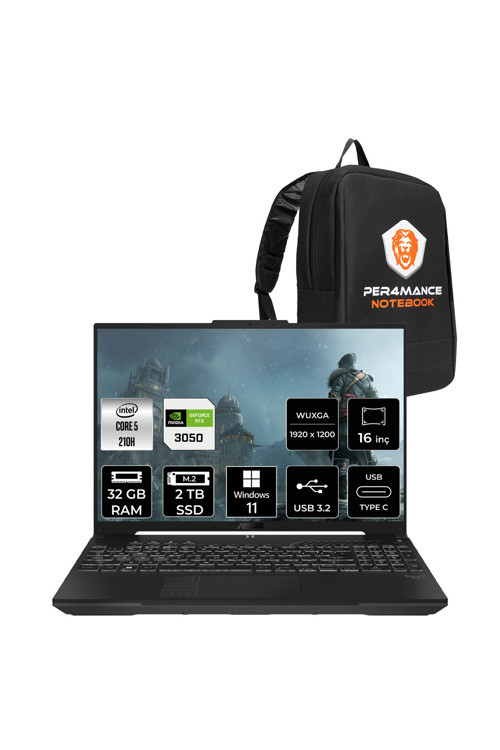 TUF Gaming F16 Core5 210H 32GB 2TB SSD RTX3050/6GB 16" WUXGA 144Hz W11P Laptop FX607VJ