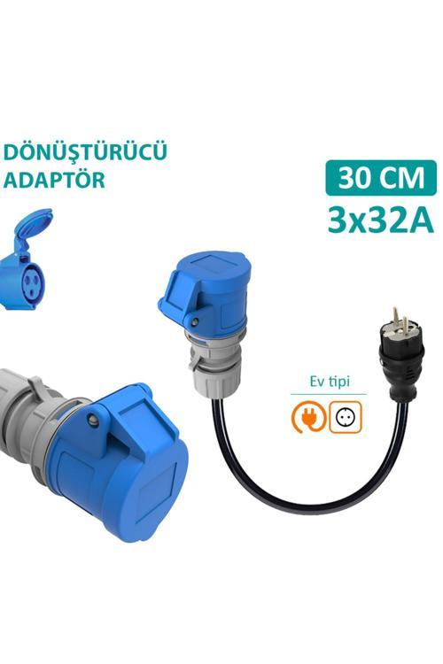 30Cm, 3X32A 220V Cee İle Çalışan Cihazınızı, 220V Ev Tipi Prize Bağlamayı Sağlar