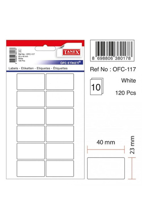 Ofis Etiketi Poşetli 23x40 MM Beyaz Ofis Etiketi (10 Lu Paket)