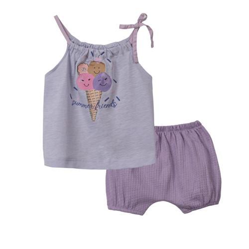 DONDURMA DESEN ASKILI BODY ŞORT TAKIM Lila