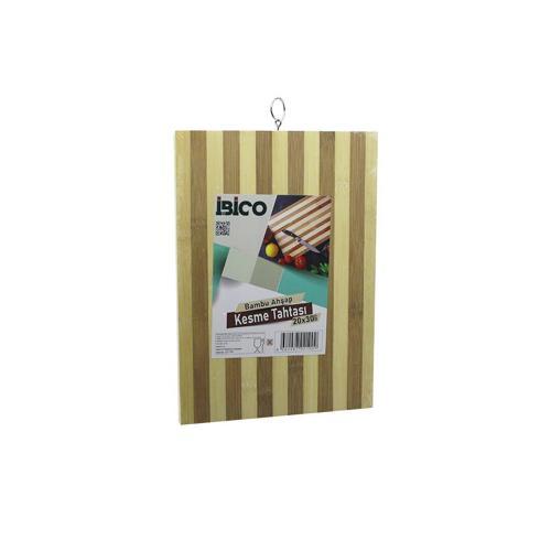 20 X 30 X 1.4CM  BEYAZ ÇİZGİLİ AHŞAP BAMBU KESİM PANOSU - KESME TAHTASI METAL KULPLU (2818)