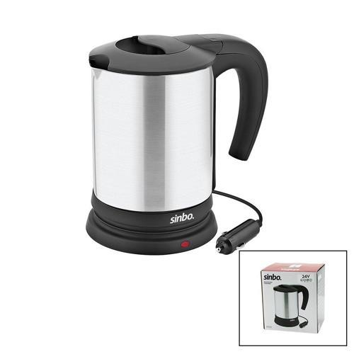 SİNBO SK-8034 24V ARAÇ İÇİ KETTLE PASLANMAZ ÇELİK SU ISITICISI 0.8LT  200W  ÇAKMAKLIK FİŞLİ  PLASTİK KAPAK - KULP (2818)