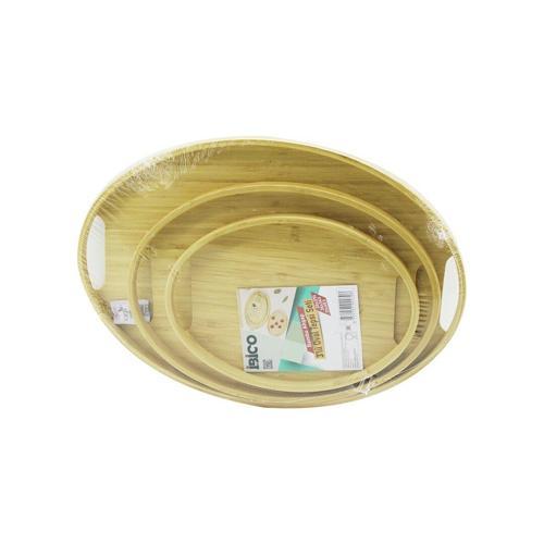 OVAL - 3 BOY BAMBU AHŞAP TEPSİ SETİ 20X29--26X36--31X45CM (2818)