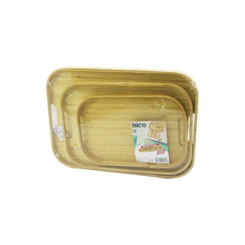 DİKDÖRTGEN - 3 BOY BAMBU AHŞAP TEPSİ SETİ 22X33--28X40--33X45CM (2818)
