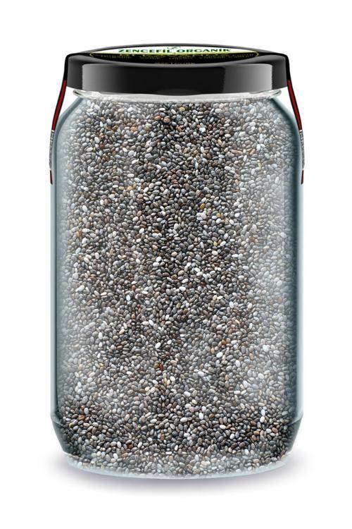 Chia Tohumu Bi Kavanoz 660 cc. Cam Kavanozda Katkısız Çiya Tohum Pure Chia Seeds