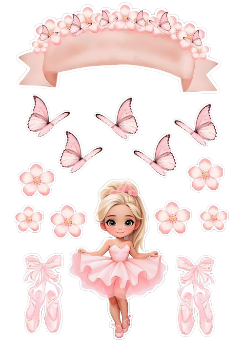 Balerin Yenilebilir Cupcake ve Pasta Resim Baskı