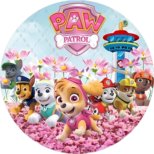 Yenilebilir Yuvarlak Pasta Resim Baskısı 20 cm Şekerli Kağıt Paw Patrol Temalı 35