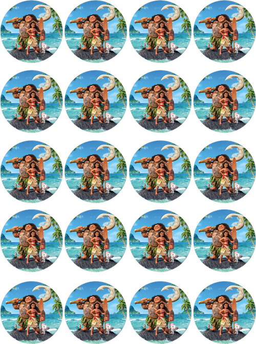 Moana Yenilebilir Yuvarlak Kurabiye Resim Baskı