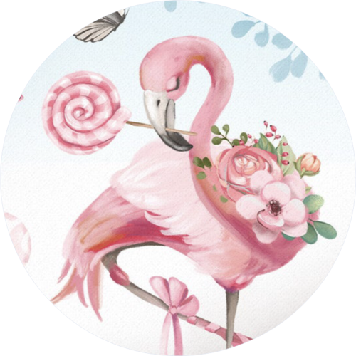 Flamingo Yuvarlak Pasta Yenilebilir Resim Baskı 20 cm 