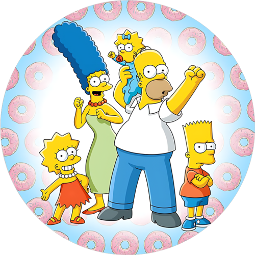 Yenilebilir Yuvarlak Pasta Resim Baskısı 20 cm Şekerli Kağıt Simpsons Temalı 45