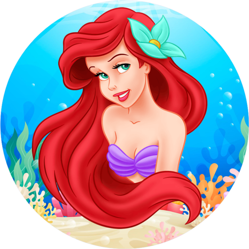 Deniz Kızı Yuvarlak Pasta Yenilebilir Resim Baskı 20 cm