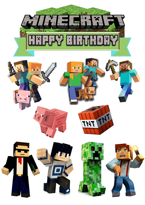 Yenilebilir Şekerli Kağıt Baskısı Cupcake ve Pasta Resim Baskı Minecraft Temalı 10