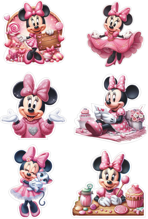 Minnie Mouse Yenilebilir Cupcake ve Pasta Resim Baskı