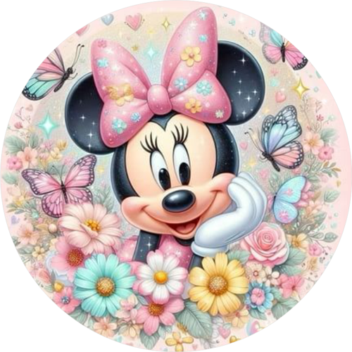 Minnie Mouse Yuvarlak Pasta Yenilebilir Resim Baskı 20 cm 