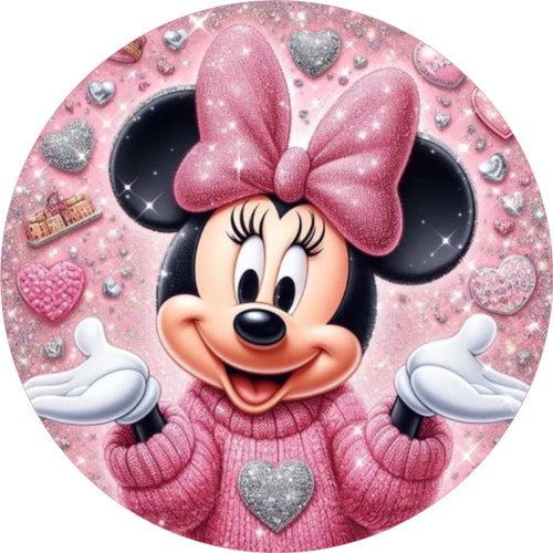 Minnie Mouse Yuvarlak Pasta Yenilebilir Resim Baskı 20 cm