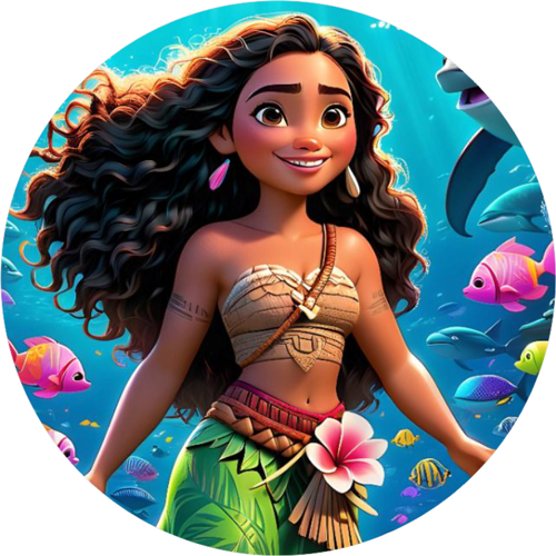 Moana Yuvarlak Pasta Yenilebilir Resim Baskı 20 cm 