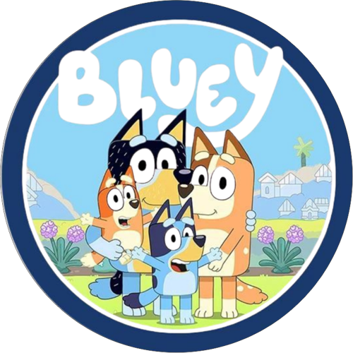 Yenilebilir Yuvarlak Pasta Resim Baskısı 20 cm Şekerli Kağıt Bluey Temalı 01