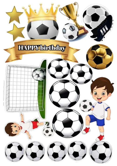 Yenilebilir Şekerli Kağıt Baskısı Cupcake ve Pasta Resim Baskı Futbol Temalı 74