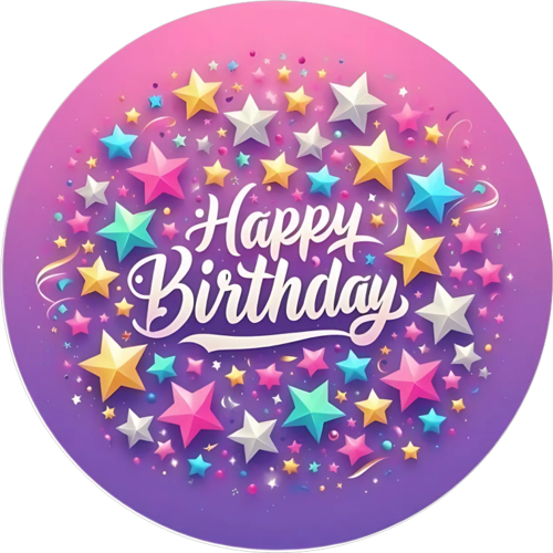 Yenilebilir Yuvarlak Pasta Resim Baskısı 20 cm Şekerli Kağıt Happy Birthday Temalı 71