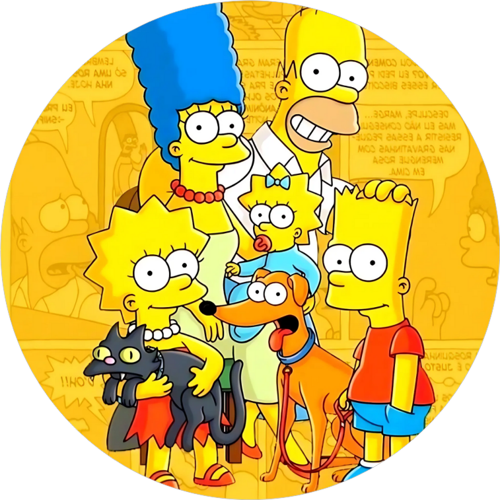 Yenilebilir Yuvarlak Pasta Resim Baskısı 20 cm Şekerli Kağıt Simpsons Temalı 46