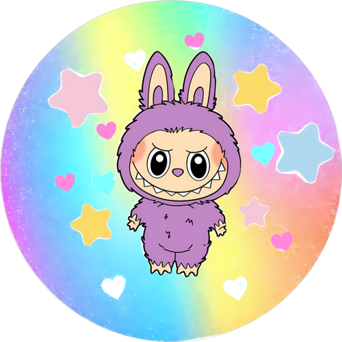 Yenilebilir Yuvarlak Pasta Resim Baskısı 20 cm Şekerli Kağıt Labubu Temalı 52