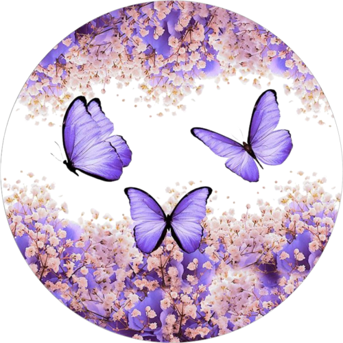Yenilebilir Yuvarlak Pasta Resim Baskısı 20 cm Şekerli Kağıt Kelebek Temalı 74