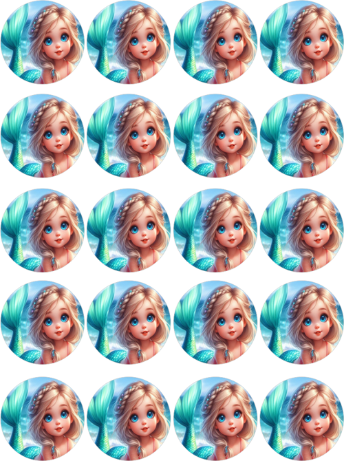 Deniz Kızı Yenilebilir Yuvarlak Kurabiye Resim Baskı