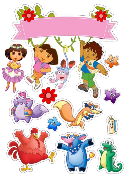 Yenilebilir Şekerli Kağıt Baskısı Cupcake ve Pasta Resim Baskı Dora Temalı 87