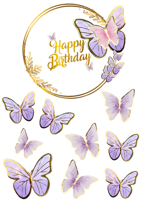 Kelebek Yenilebilir Cupcake ve Pasta Resim Baskı