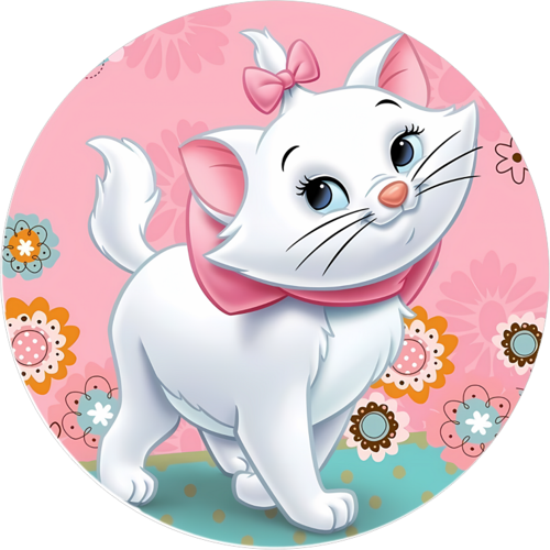 Yenilebilir Yuvarlak Pasta Resim Baskısı 20 cm Şekerli Kağıt Kedi Temalı 09