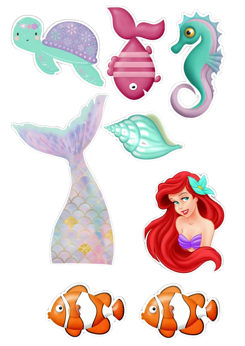 Deniz Kızı Yenilebilir Cupcake ve Pasta Resim Baskı