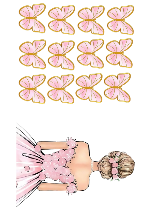 Kelebek ve Kız Yenilebilir Cupcake ve Pasta Resim Baskı