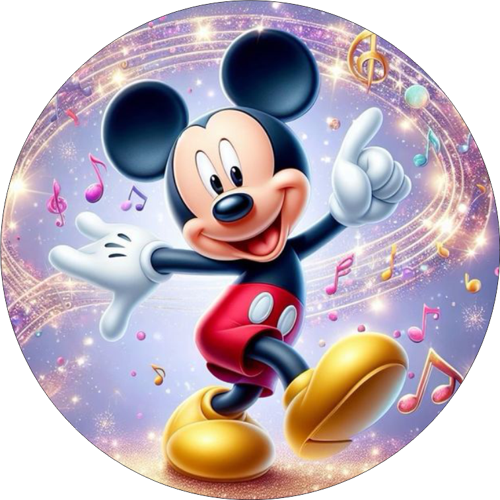 Mickey Mouse Yuvarlak Pasta Yenilebilir Resim Baskı 20 cm