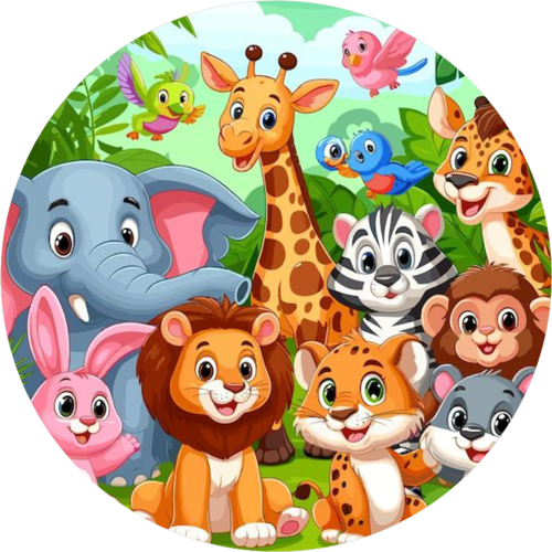 Safari Yuvarlak Pasta Yenilebilir Resim Baskı 20 cm