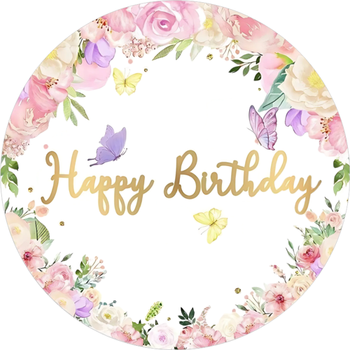 Yenilebilir Yuvarlak Pasta Resim Baskısı 20 cm Şekerli Kağıt Happy Birthday Temalı 61