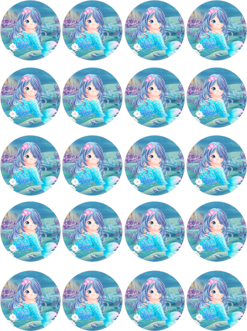 Deniz Kızı Yenilebilir Yuvarlak Kurabiye Resim Baskı