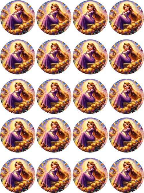 Rapunzel Yenilebilir Yuvarlak Kurabiye Resim Baskı