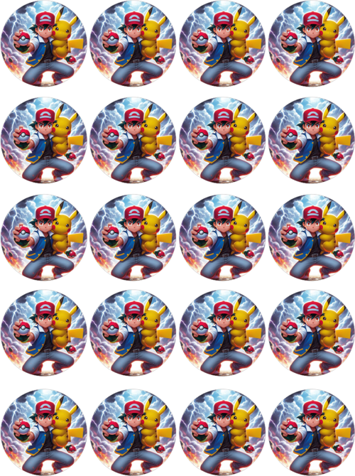 Pokemon Yenilebilir Yuvarlak Kurabiye Resim Baskı