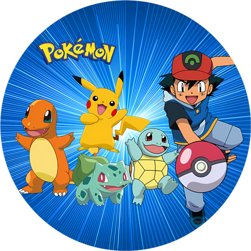 Yenilebilir Yuvarlak Pasta Resim Baskısı 20 cm Şekerli Kağıt Pokemon Temalı 39