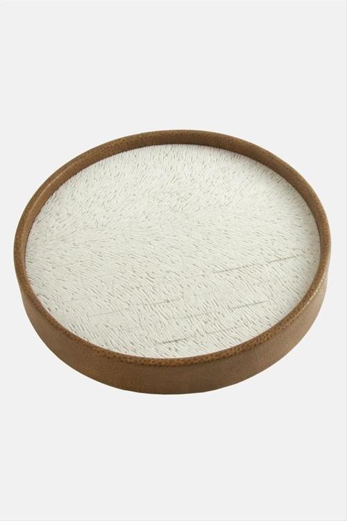 Silindir Model Deri Kumaş Kahve Renk 20/20 cm Batırmalı Yüzük Tablası