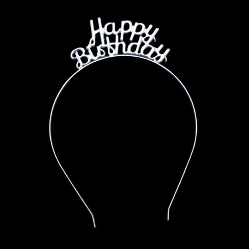 Happy Bithday Gümüş Renkli Metal Taç