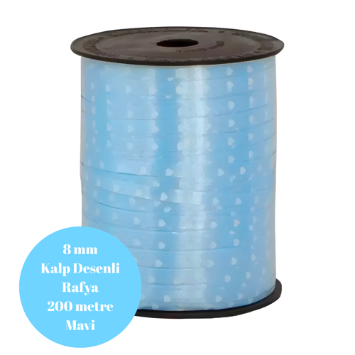 Rafya Kalp Desenli 8mm 200 metre Mavi