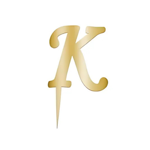 K Harfi Altın Pleksi Pasta Süsü 7 cm