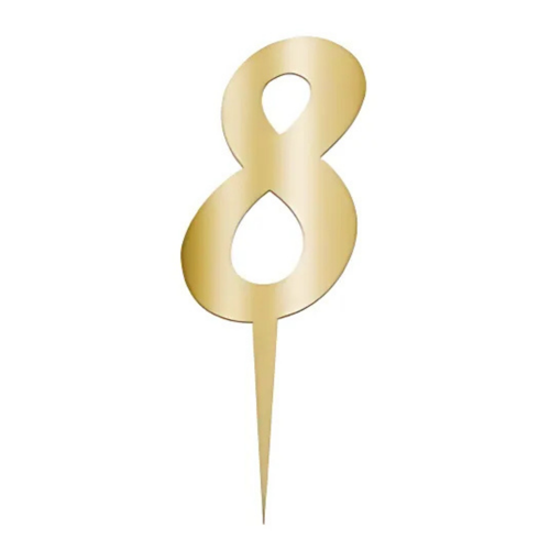 8 Rakam Altın Pleksi Pasta Süsü 7 cm