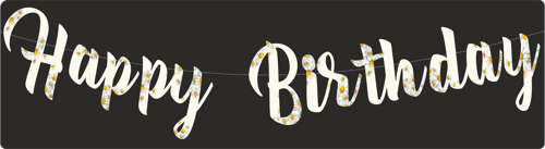 Papatya Temalı Happy Birthday Kaligrafi Banner