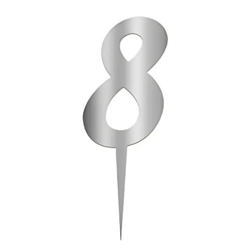 8 Rakam Gümüş Pleksi Pasta Süsü 7 cm