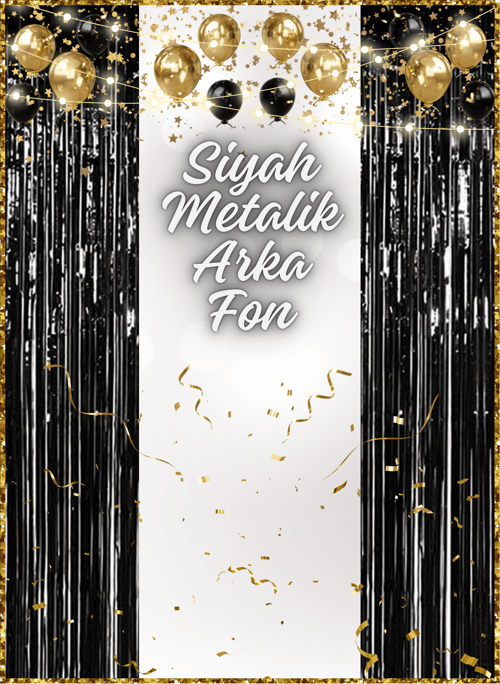 Siyah Metalize Püskül Arka Fon 100*200 cm