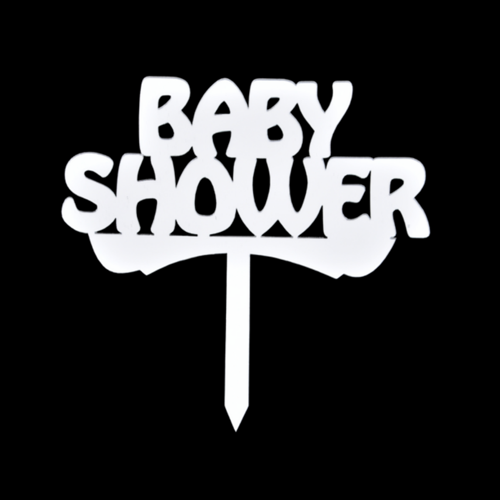 Baby Shower Gümüş Pleksi Pasta Süsü