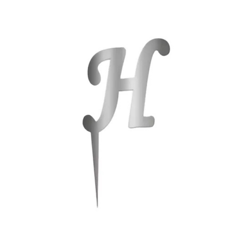 H Harfi Gümüş Pleksi Pasta Süsü 7 cm